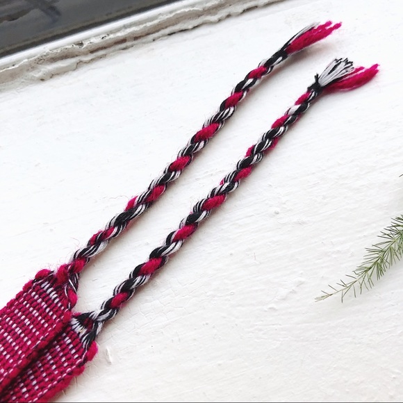 Bright Burgundy Boho Woven Bracelet - Picture 5 of 5